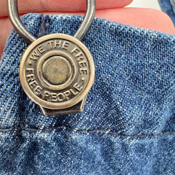 Free People Overalls Womens Large Ziggy We the Free Blue Denim Relaxed Bib - Picture 5 of 11